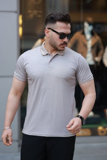 Erkek Yakalı Kagi Kumaş Kısa Kollu T-shirt resmi